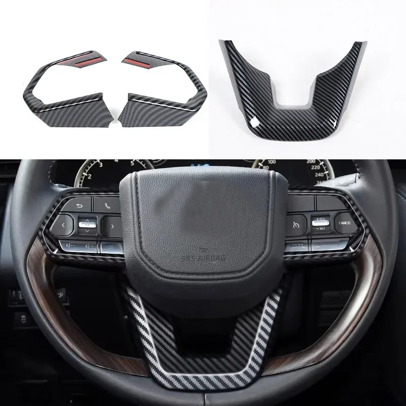 ABS Carbon fiber For Toyota Land Cruiser 300 LC300 2021 2022 2023 2024 Steering Wheel Decorative paster Interior Accessories