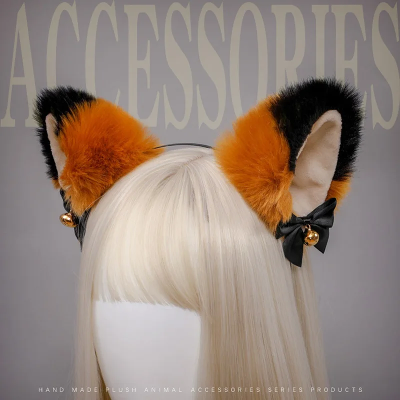 Diadema con orejas de gato para Halloween, accesorio para el cabello para disfraz de fiesta, pajarita, campana, 1 unidad