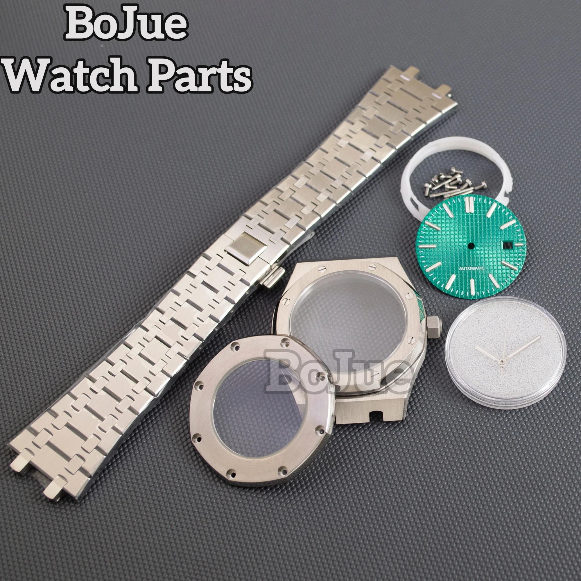 Obudowa zegarka męskiego 41 mm, stal nierdzewna, pasek, elementy bransolety do mechanizmu Oak nh35 nh36 nh70, tarcza 31,8 mm, wodoodporne szkło szafirowe.