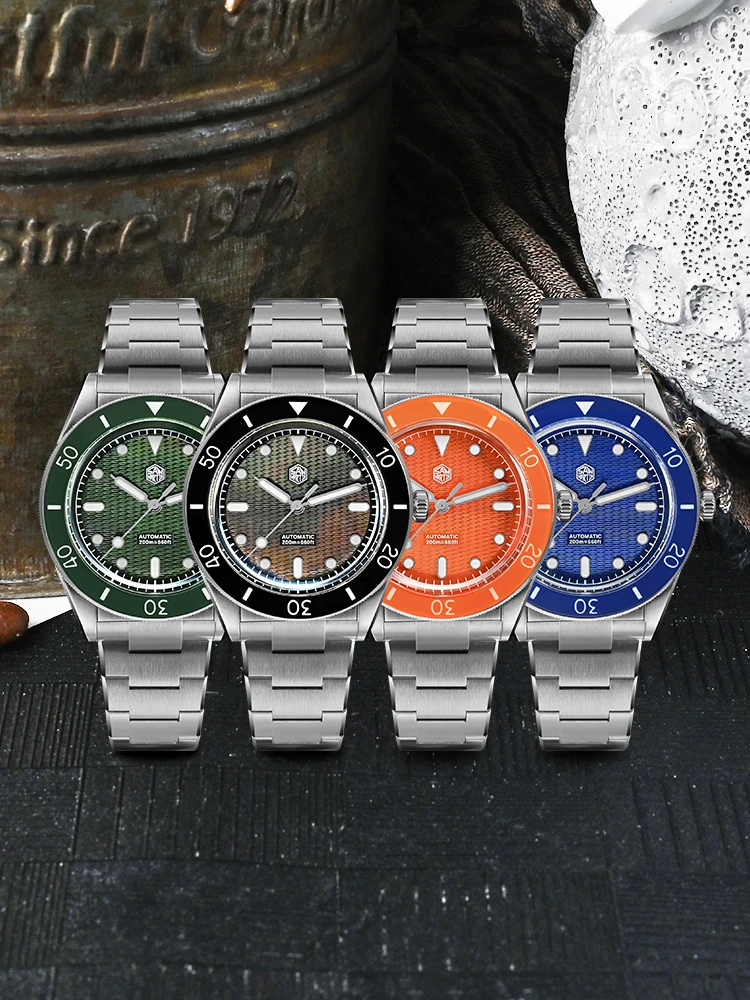 산 마틴 39mm 미요타 90S5 기요슈 MOP 웨이브 다이얼 남성용 자동 시계 다이브 손목시계 셀프 와인딩 BGW-X1 발광 20Bar SN0151GL