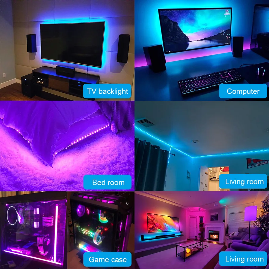 RGB LED قطاع أضواء 1-10 متر 5050/2835 Led قطاع التلفزيون الخلفي غرفة نوم حفلة سطح المكتب الإضاءة ل APP التحكم عن بعد مرنة ديود مصباح