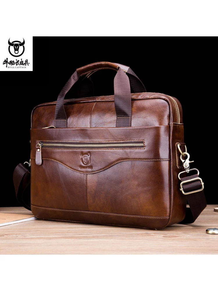 Leather goods Laptop Briefcase men\'s leather shoulder messenger bag first layer cowhide Business Bag