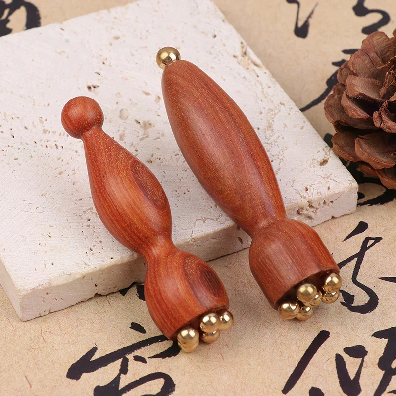 Handheld Lotus Seedpod Beauty Professional Brass & Rosewood Facial Gua Sha Tool Eye Relaxation Spot Meridians Acupoint Massage