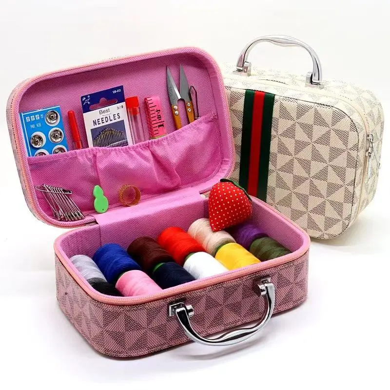 Leather Household Portable Needle and Thread Box Handmade DIY Supplies Organizer