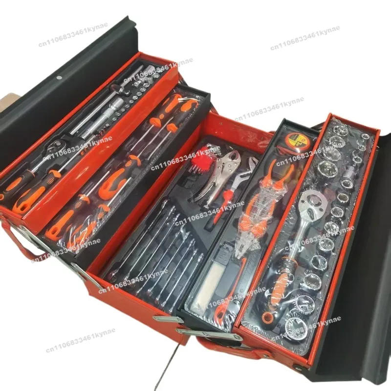 85-Piece Set of Three-layer Folding Toolbox, Auto Repair Hardware Tools, Multi-functional Daily Decoration