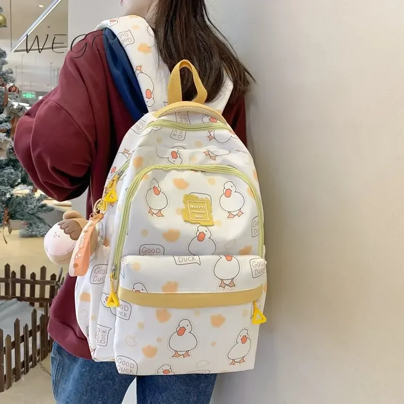 

Cartoon Duck Backpack Schoolbags Love Heart Cute Schoolbags Girl New Contrast School Bag Light Kids Backpacks