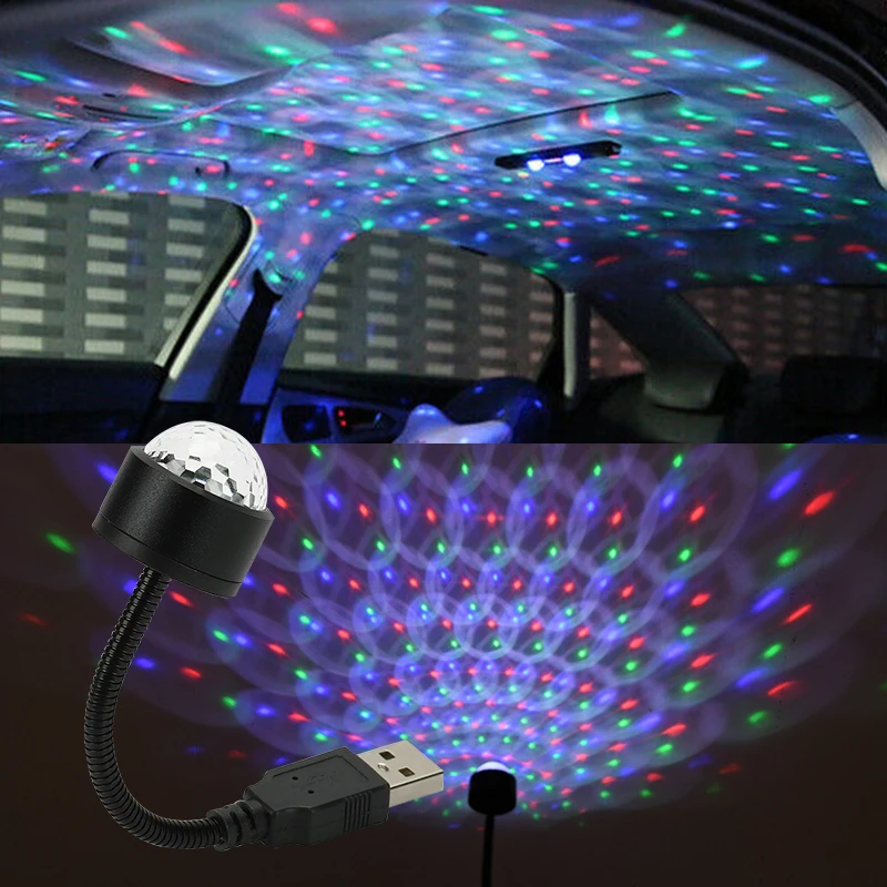 1pc Mini Car Roof Star Night Interior Lights USB LED Projector Atmosphere Lamp Adjustable For Auto Roof Room Ceiling Party Decor