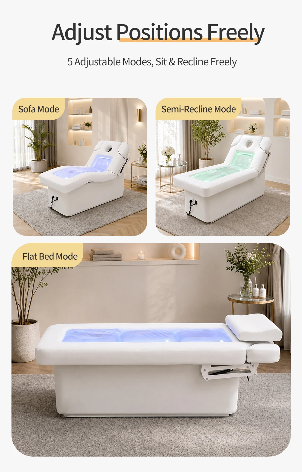 2026 Hydrotherapie-Elektrobett Wassermassagebetten Beheizt LED-Lichttherapie Spa-Salon-Ausstattung Professionell Kommerziell Großhandel – Detail 5
