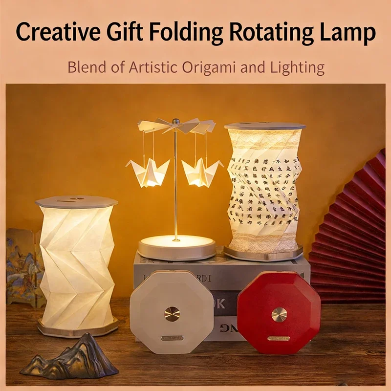 Mini Lámpara LED Creativa, Lámpara de Noche Táctil Portátil Plegable, Luz de Ambiente Cultural y Pequeños Regalos para Fiestas