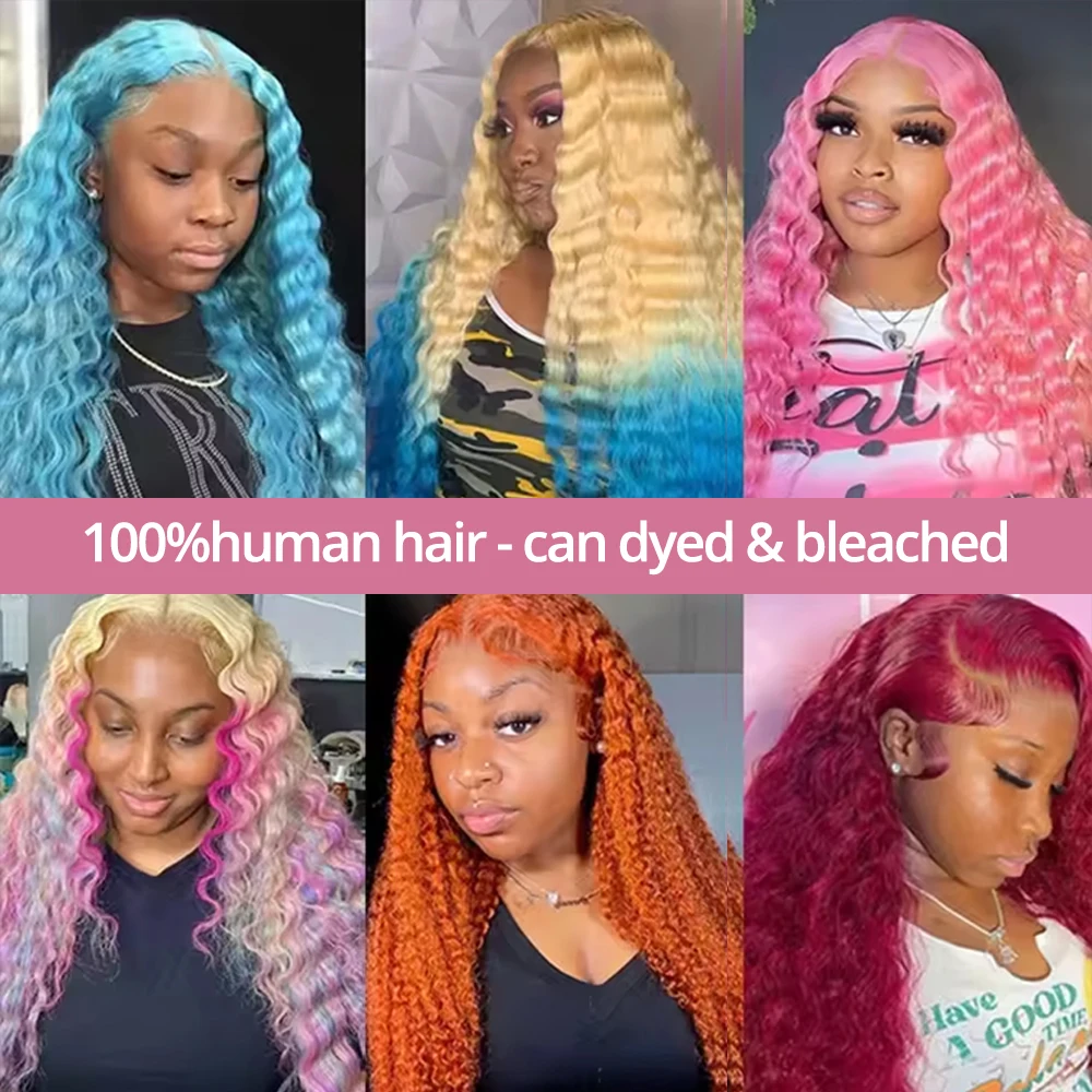 Deep Wave 13x6 HD Lace Frontal Human Hair Wig 30 40 Inch Curly 613 Honey Blonde Water Wave 13x4 Lace Front Wigs For Women 250% image 5