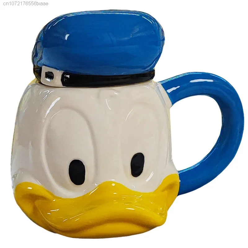 Disney Donald Duck Mugs Ceramic Cute Cartoon Mug With Lid Aesthetic Luxury Water Coffee Milk Cup Creative Gifts Home Office Cups