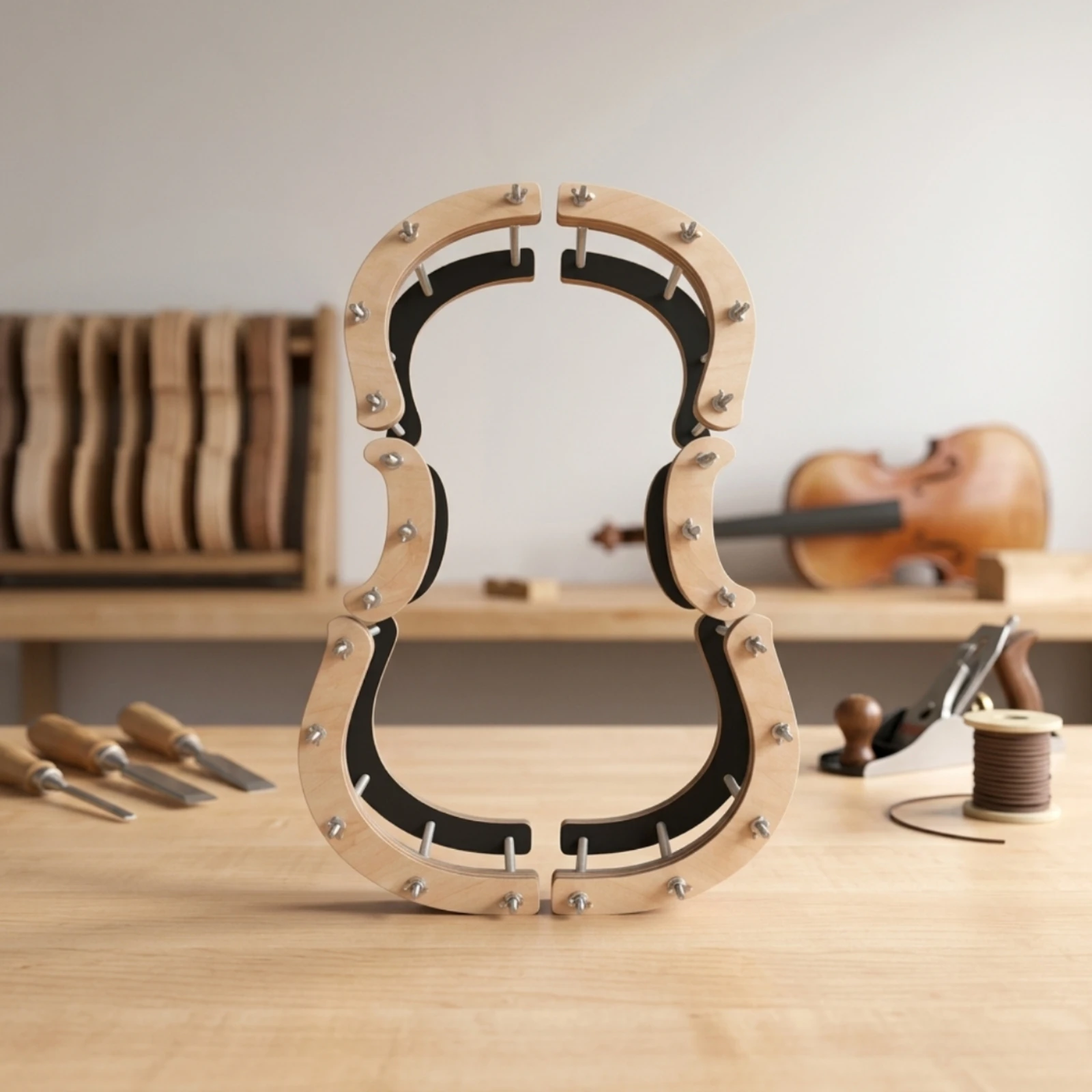 Cello Repair Clamp Wooden Cello Gluing Clamp Clamps with Safeguarding Pads Padded Luthier Tool Adjustable for Luthiers