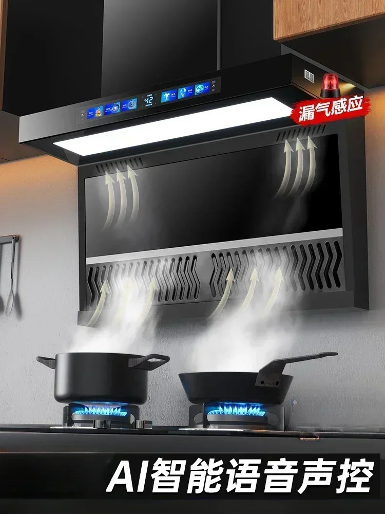 Good too big suction range hood home kitchen automatic cleaning rental 7 shape top side double range hood