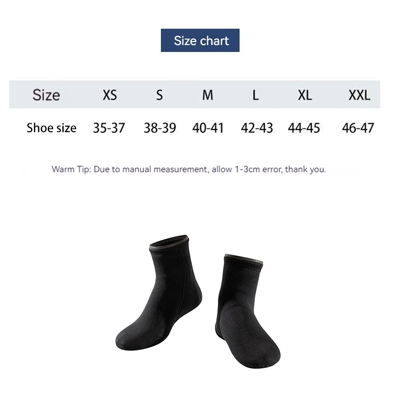 Adults Teens 3mm Neoprene Diving Socks Non-Slip Beach Boots Wetsuit Water Sport Shoes Scuba Snorkeling Surfing Socks 35-47