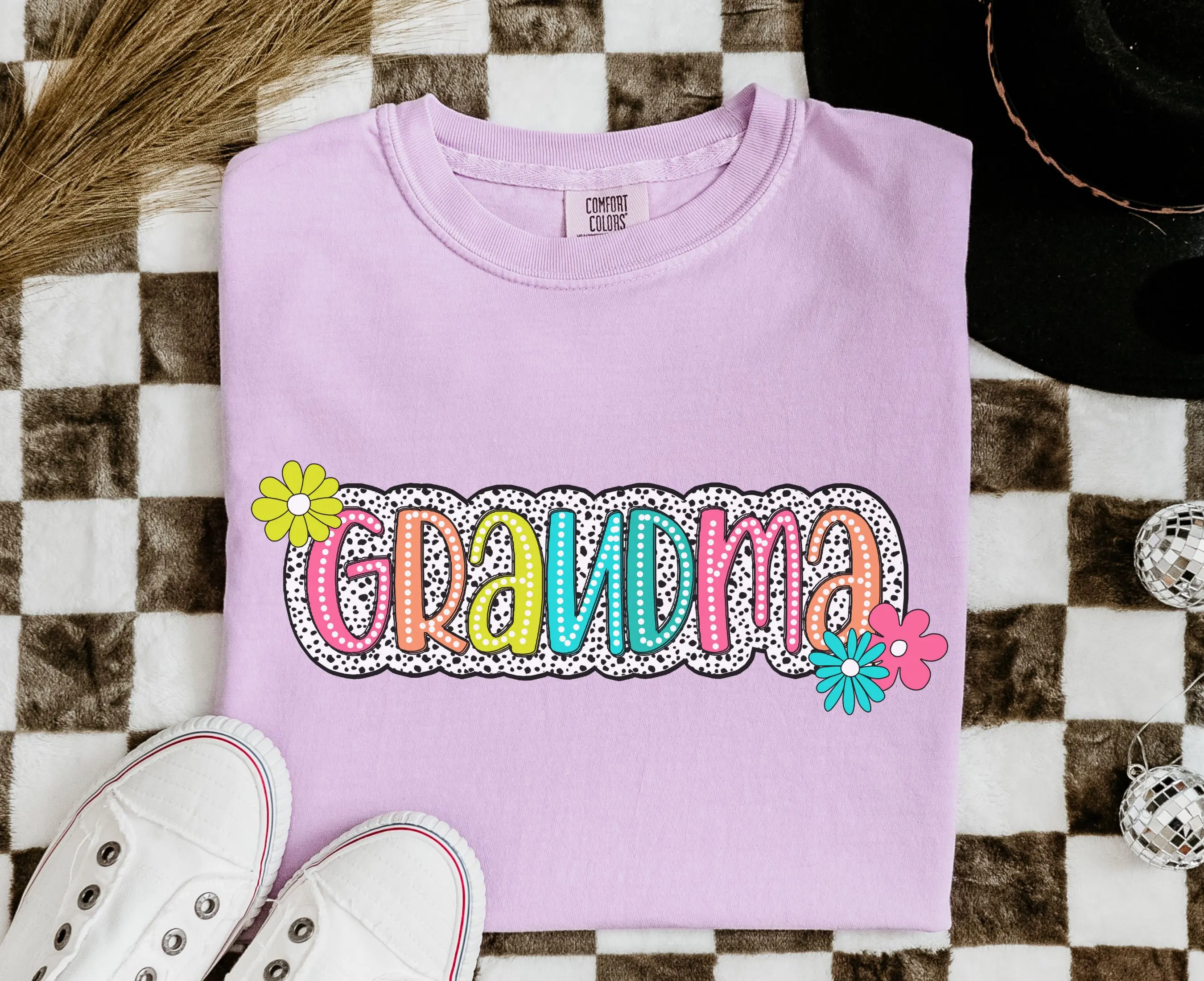 Retro Grandma Floral Comfort Colors T Shirt Flower Crewneck Grammy Christmas For Mimi Nana