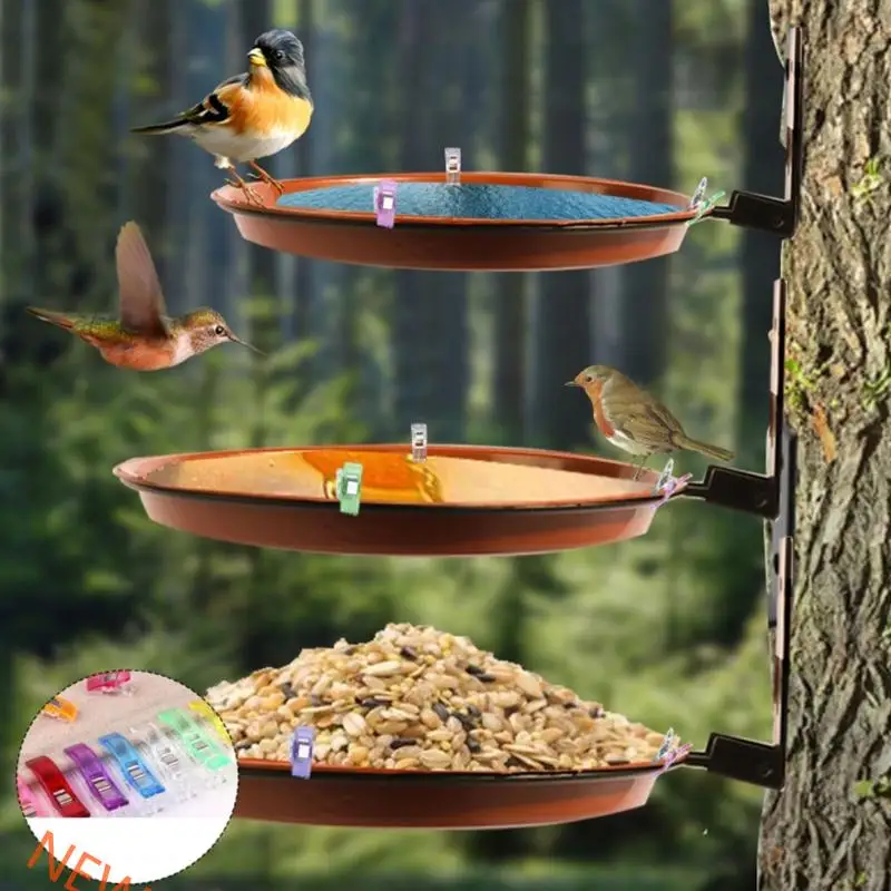 Easy Cleaning Plastic Bird Feeder Double Layer Design for Garden Wildlife 1 Pair