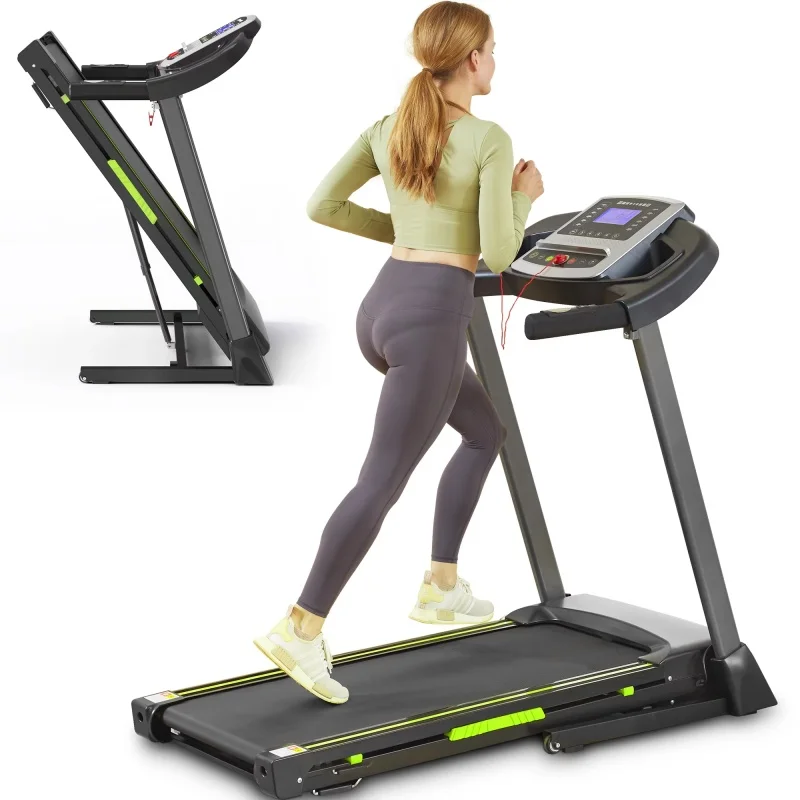 Heavy-duty Foldable Incline Treadmill, Wireless Heart Rate & Shock Absorption for Home Gym
