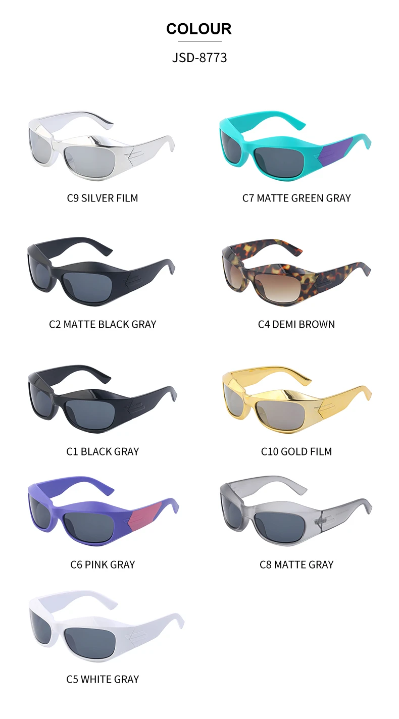 Cyber Y2K Punk Sonnenbrille für Damen und Herren, Sportliche Eckige Sonnenbrille für Damen 2026, Luxusmarke Steampunk Silberne Brillen UV400-Schutz – Detail 18