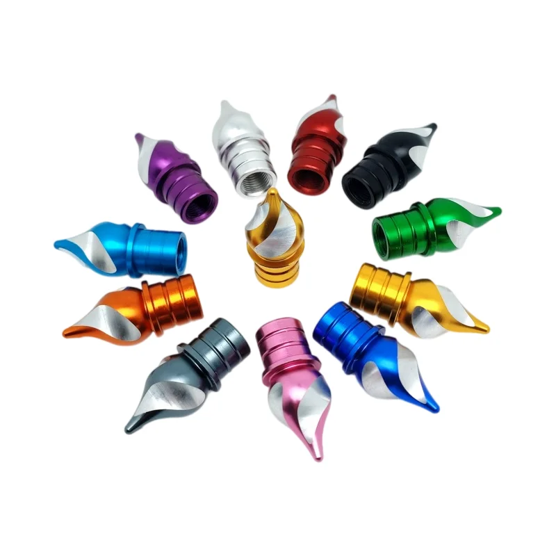 4Pcs Aluminum Alloy Tire Valve Caps Ice Cream Pointed Shape Universal American Schrader Valve Car Wheel Decor Accessories