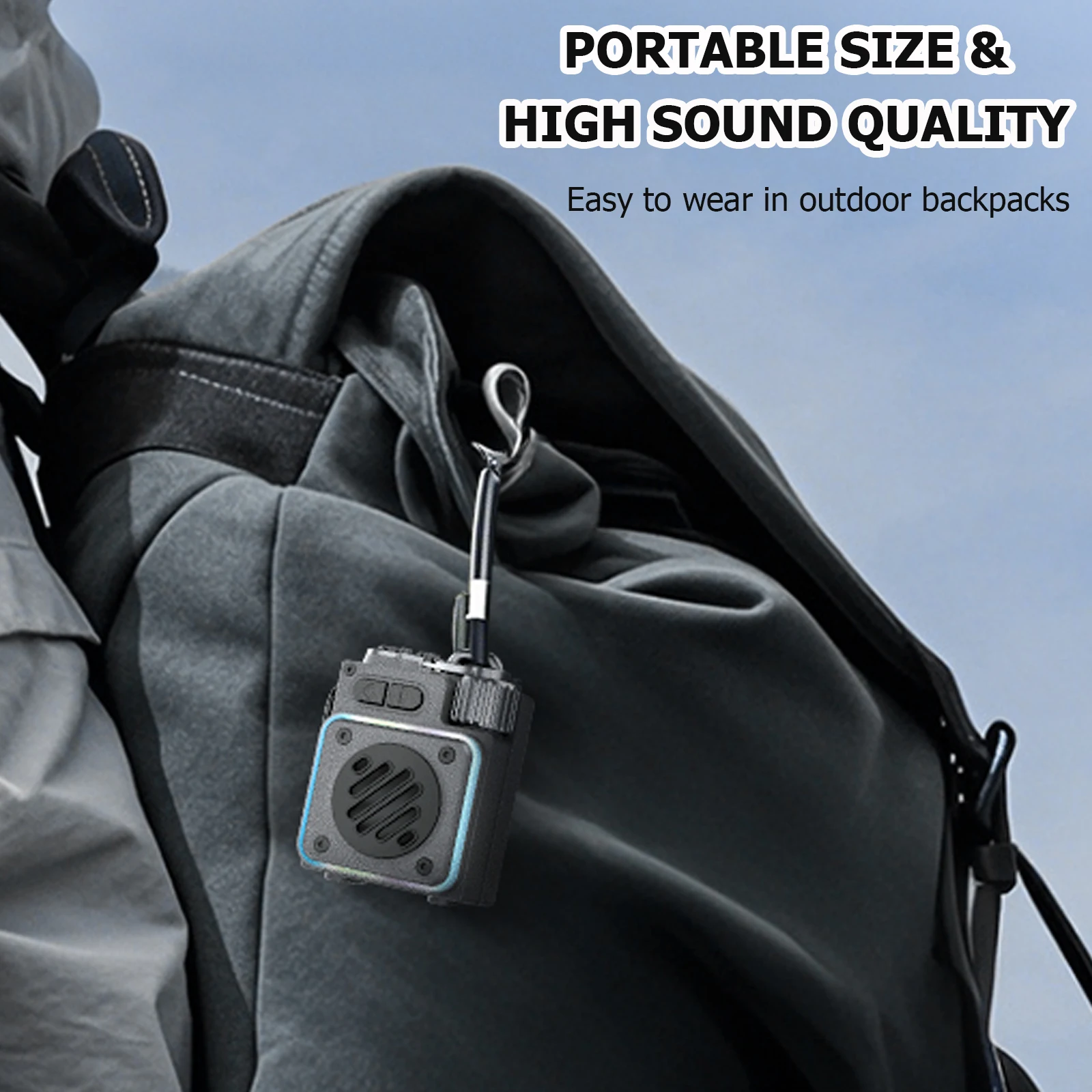 مكبر صوت بخاصية البلوتوث معدني محمول صغير في الهواء الطلق جيب صندوق تشغيل الموسيقى يدوي مكالمة مشغل موسيقى MP3 RGB ضوء ملون TF مشغل بطاقات