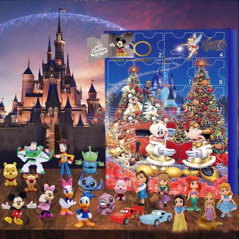 Calendario de Adviento de Navidad, caja ciega de Navidad de Anime, caja sorpresa de cuenta regresiva de 24 días, juguetes bonitos para niños, bolsa de regalo para adivinar