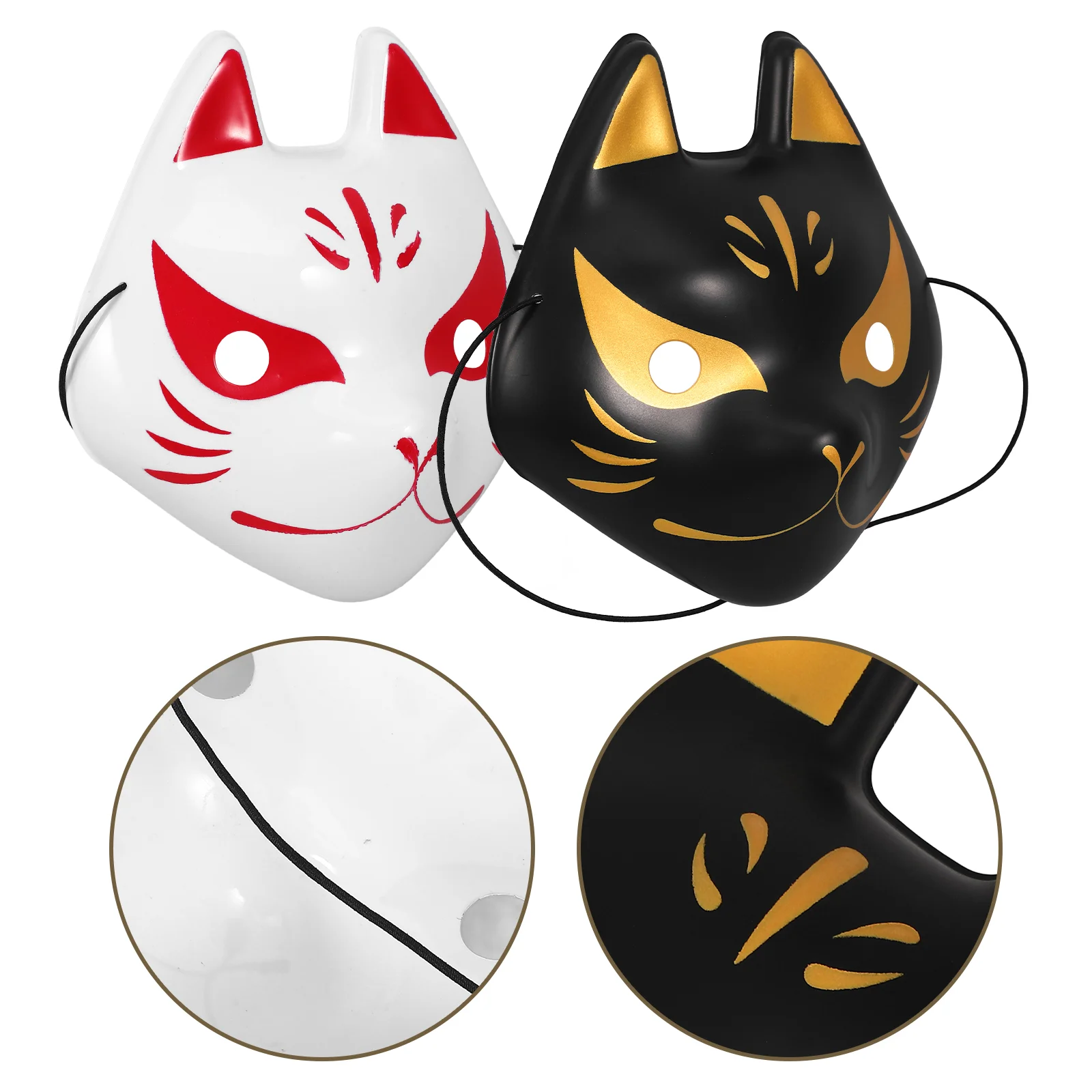 HprognFox-Masque japonais en plastique, Miss Kitsunekabuki, Cosplay animal exquis, 2 pièces