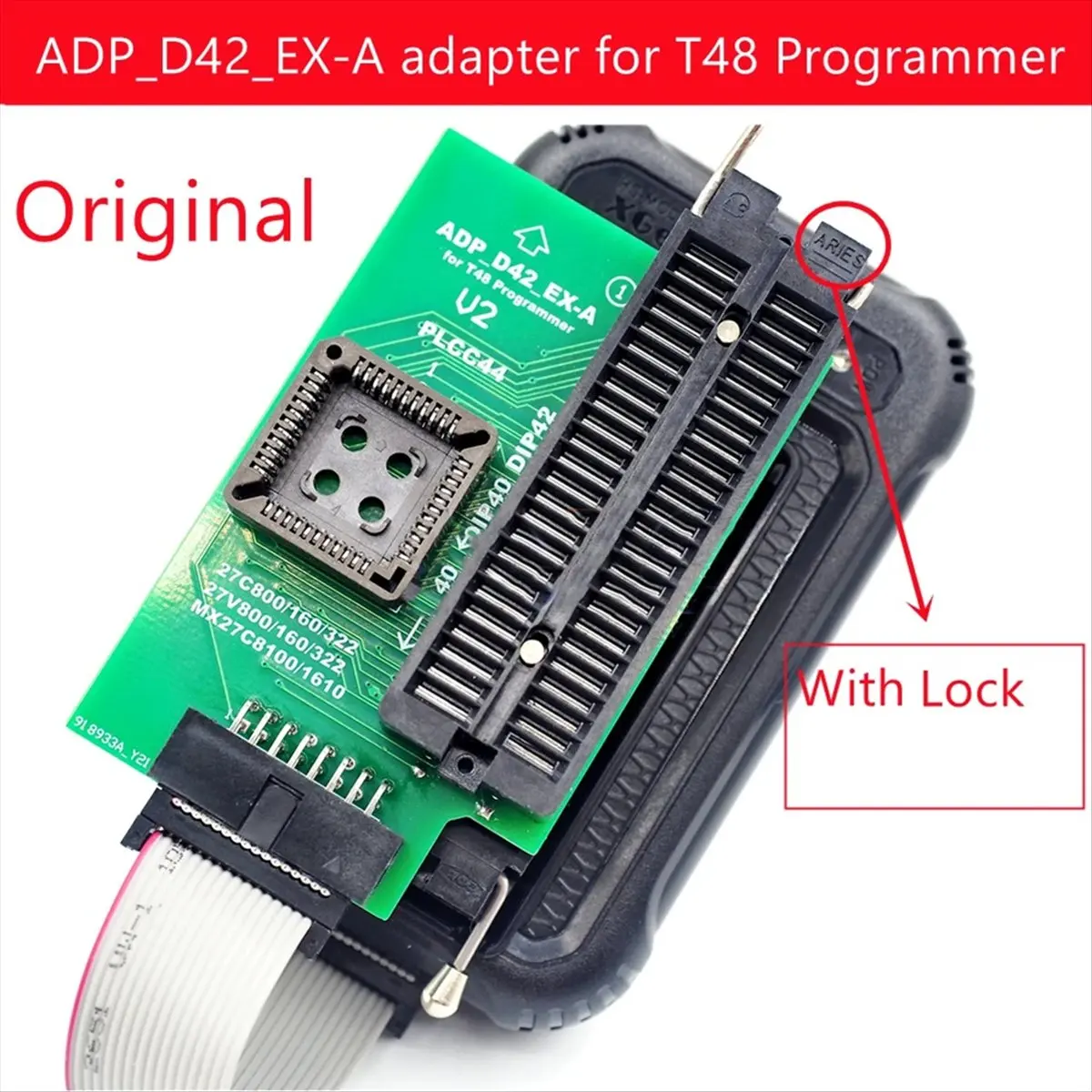 （Gift Idea）For ADP D42 EX-A Adapter with ZIF Socket for PLCC44 DIP42 27Cxxx 27Vxxx EEPROM Support T48(TL866-3G) Programmer