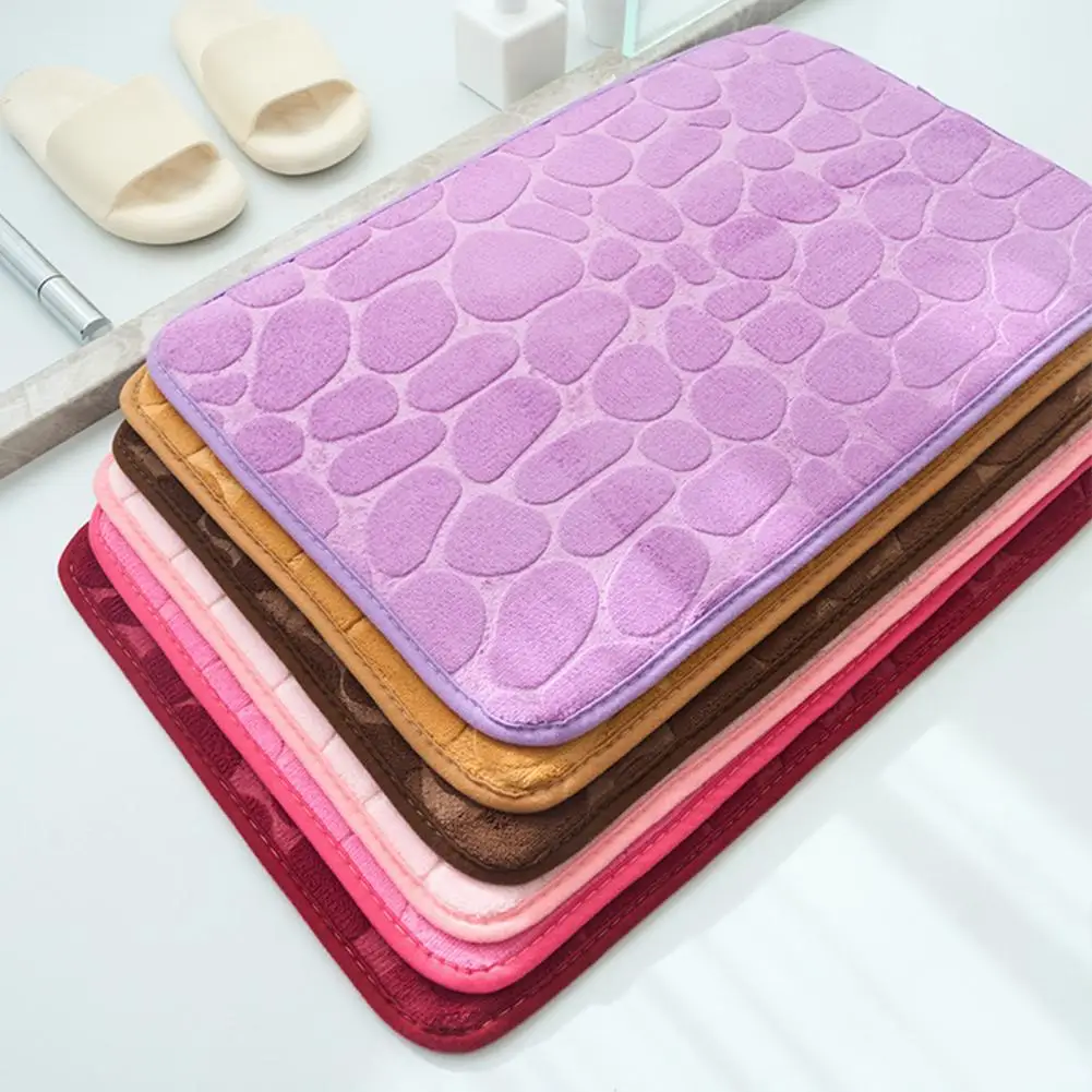 Water Absorbent Floor Rug Coral Velvet Rug Coral Velvet Floor Mat with Pebble Pattern Absorbent Non-slip Bathroom for Entryway
