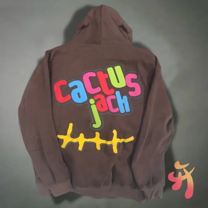 Winter Cactus Jack Hoody Colorful Foam Letter Fleece 1:1 Quality Embroidery Logo Hooded Sweatshirts Hiphop Street Kanye Hoodies