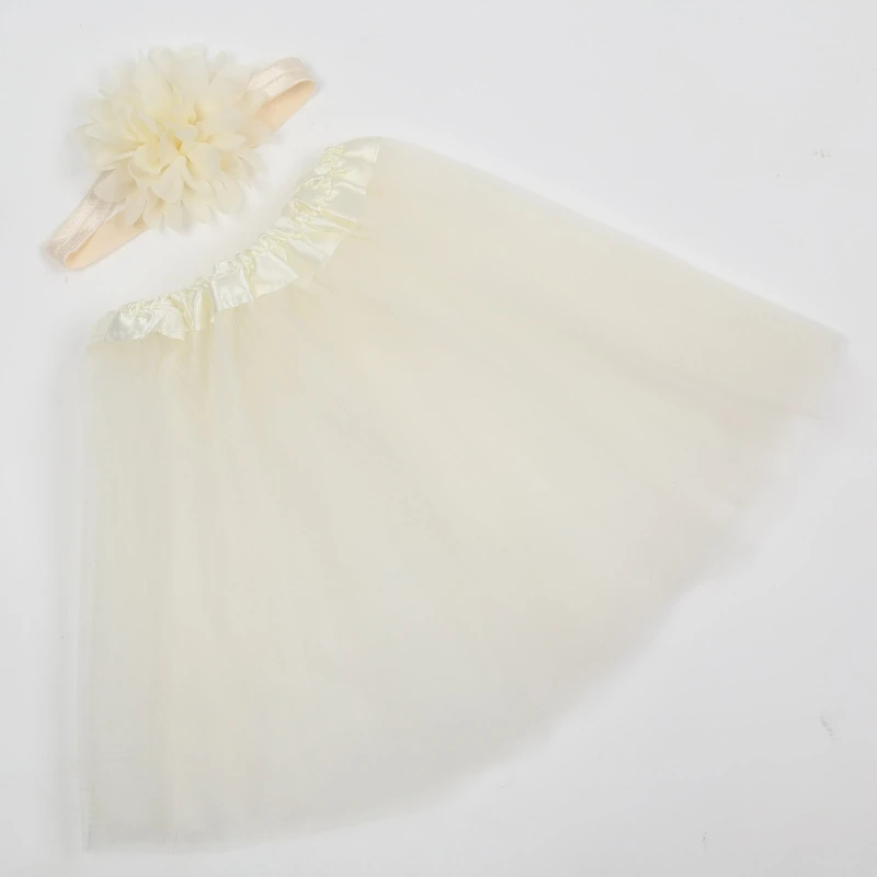 Infant Photograph Outfit Headband & Tulle Tutu Skirt Photo Studio Props Universal Baby Cosplay Costume Dress Shower Gift