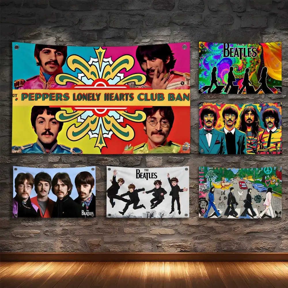 Band The B-Beatles Flags Minimalist Fabric Flag Fade-Resistant Outdoor Garden Banner Hanging Sign for Shop Home Decor