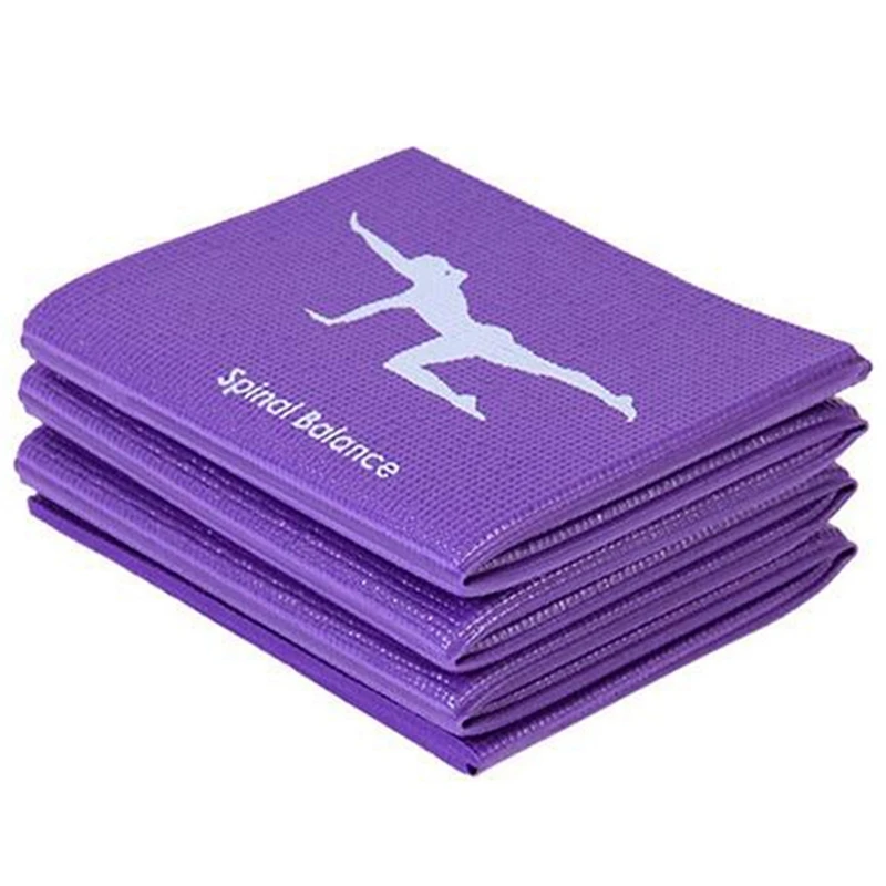 PVC Foldable Yoga Mat Exercise Mat Thickened Non-Slip Folding Gym Fitness Mat Pilates Supplies Floor Game Mat, Purple Durable