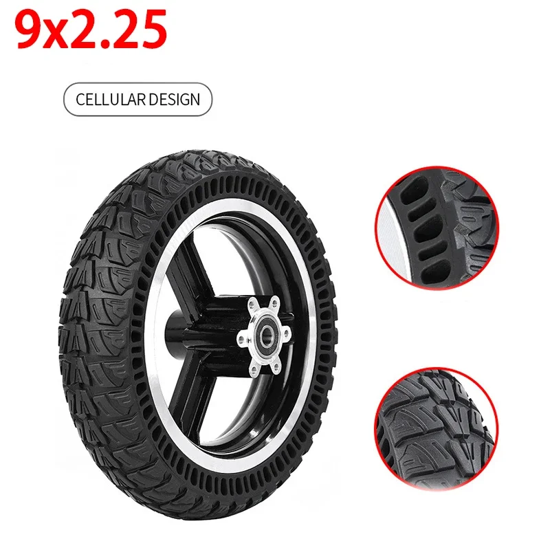 

9x2.25 for KUGOO M4 Electric Scooter Honeycomb Anti-Skid Tire Off-road Solid Front Wheel Replacement Parts