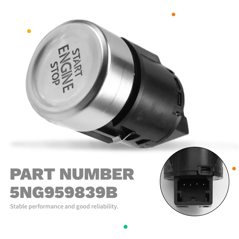 

Car Ignition Stop Start Button Switch Engine Start Switch One Button Start Switch 5NG959839B For VW Tiguan 2021-2024
