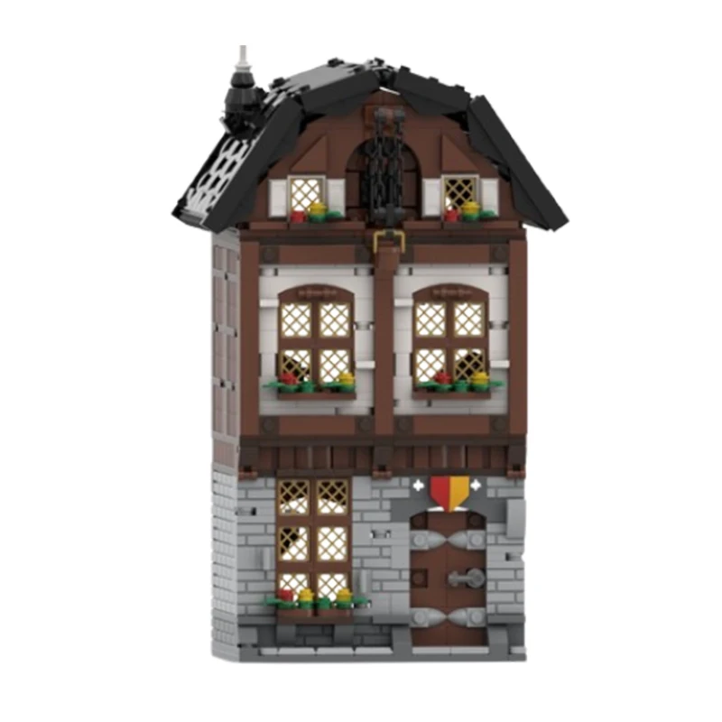 Spot small particle MOC medieval street view house building series puzzle DIY creative toy model decoration holiday gift