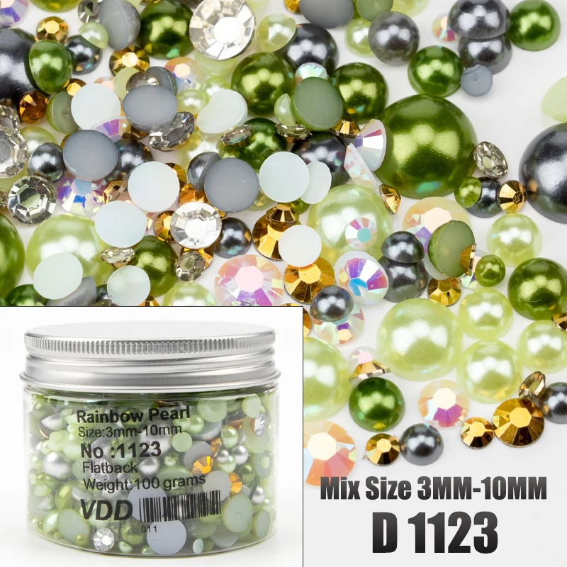 VDD 30/60/100/200g Großhandel Gemischte Größen ABS Halbrunde Perlen Flache Rückseite Perlen Farbige Harz-Strasssteine für Nagelkunst, Basteln und DIY-Dekoration – Detail 29