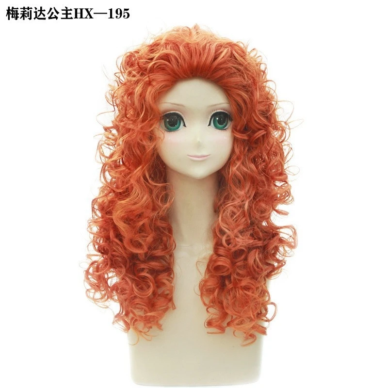 Perruque d'anime pour cosplay de princesse, cheveux longs bouclés