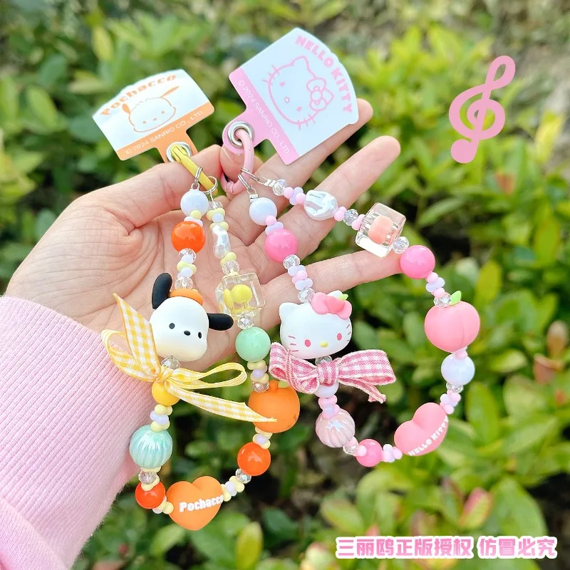 

Hello Kitty Sanrio Fruit Beaded Keychain Cute Bag Charm Gift for Girls Best Friend Accessories