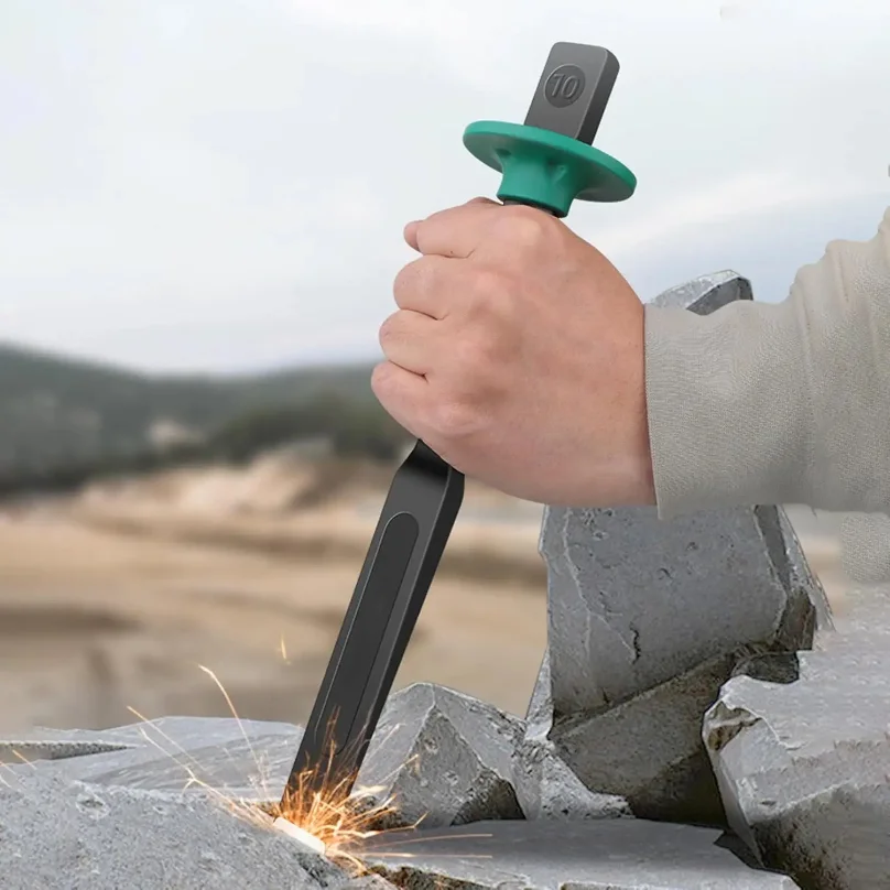 10/12 Inch Chrome Vanadium Steel Stone Flat Chisel With Hand Guard Construction Cement Masonry Concrete Engraving Cut Tool
