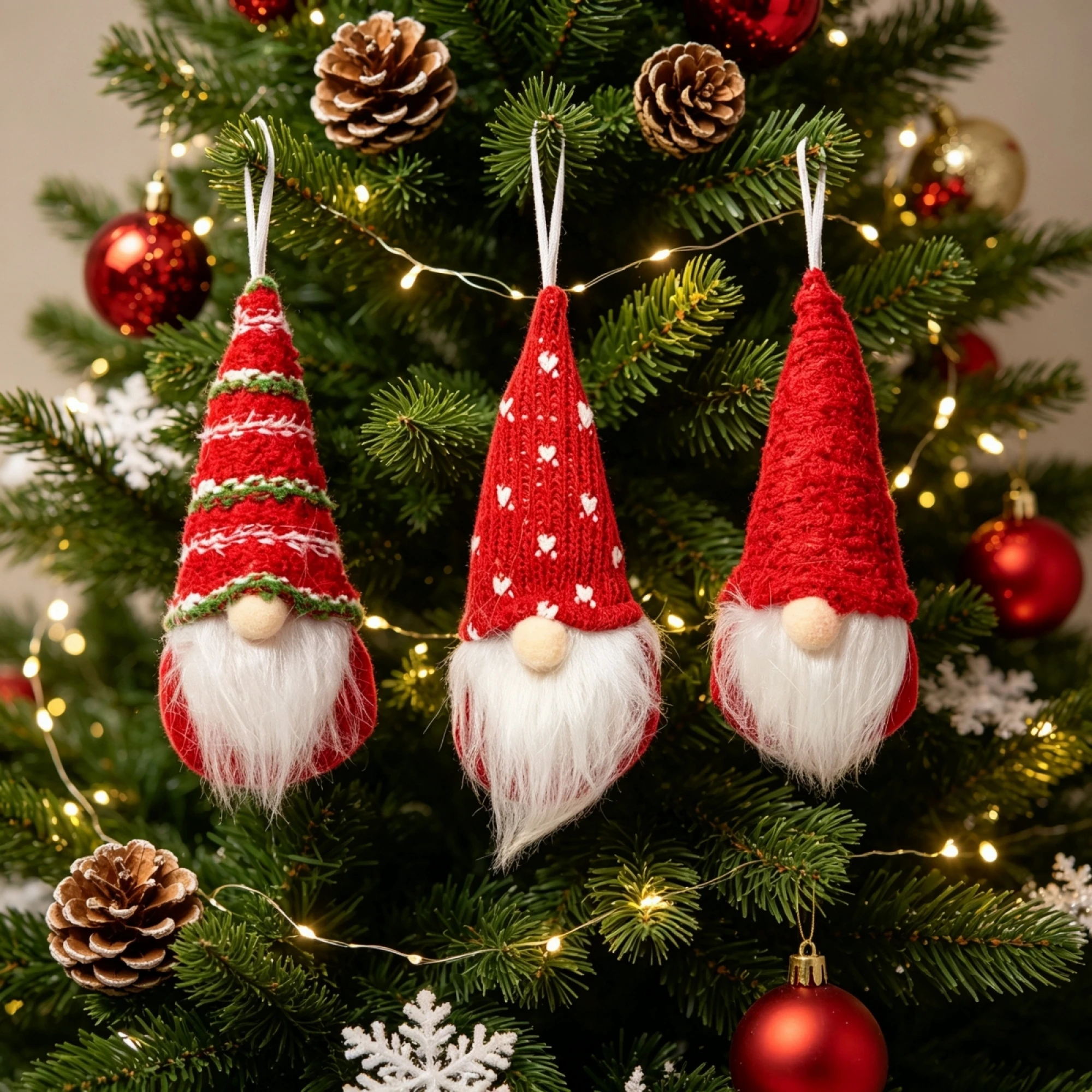 3 Pcs Christmas Stuffed Gnome Ornaments Faceless Doll Pendants for Tree
