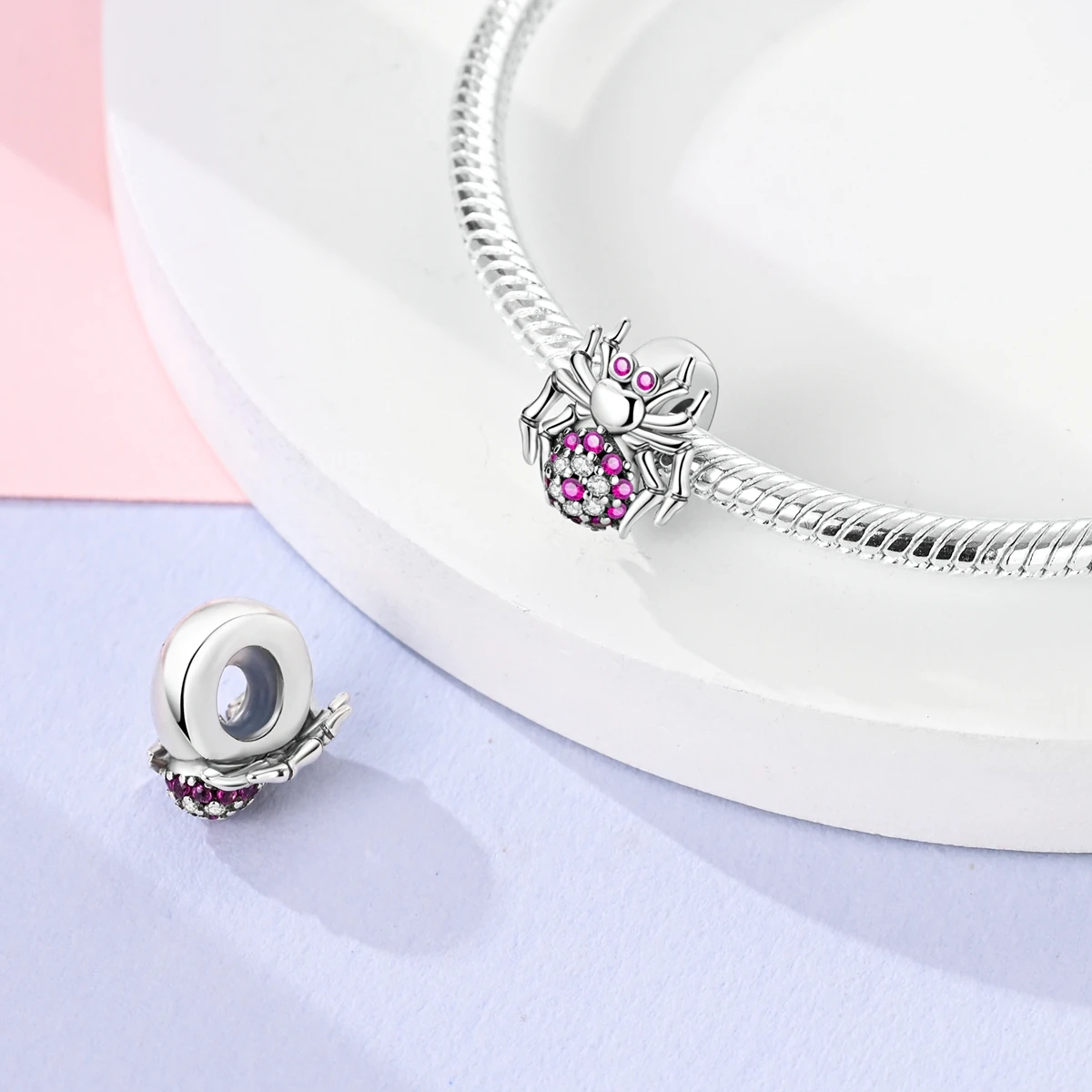 Positioning Charms 100% 925 Sterling Silver Spider Butterfly Square Zircon Beads Fit 3mm Original Bracelets DIY Jewelry Making