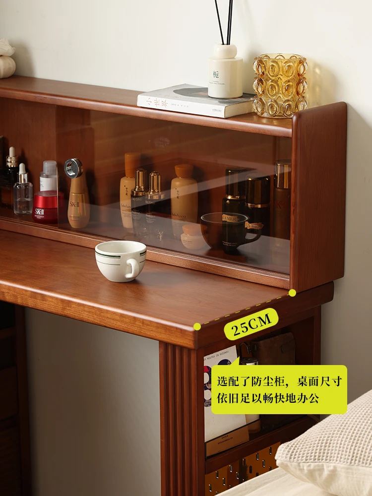 Dresser, cherry wood, solid wood, antique style, master bedroom, light luxury, high-end makeup table, , chest of drawers