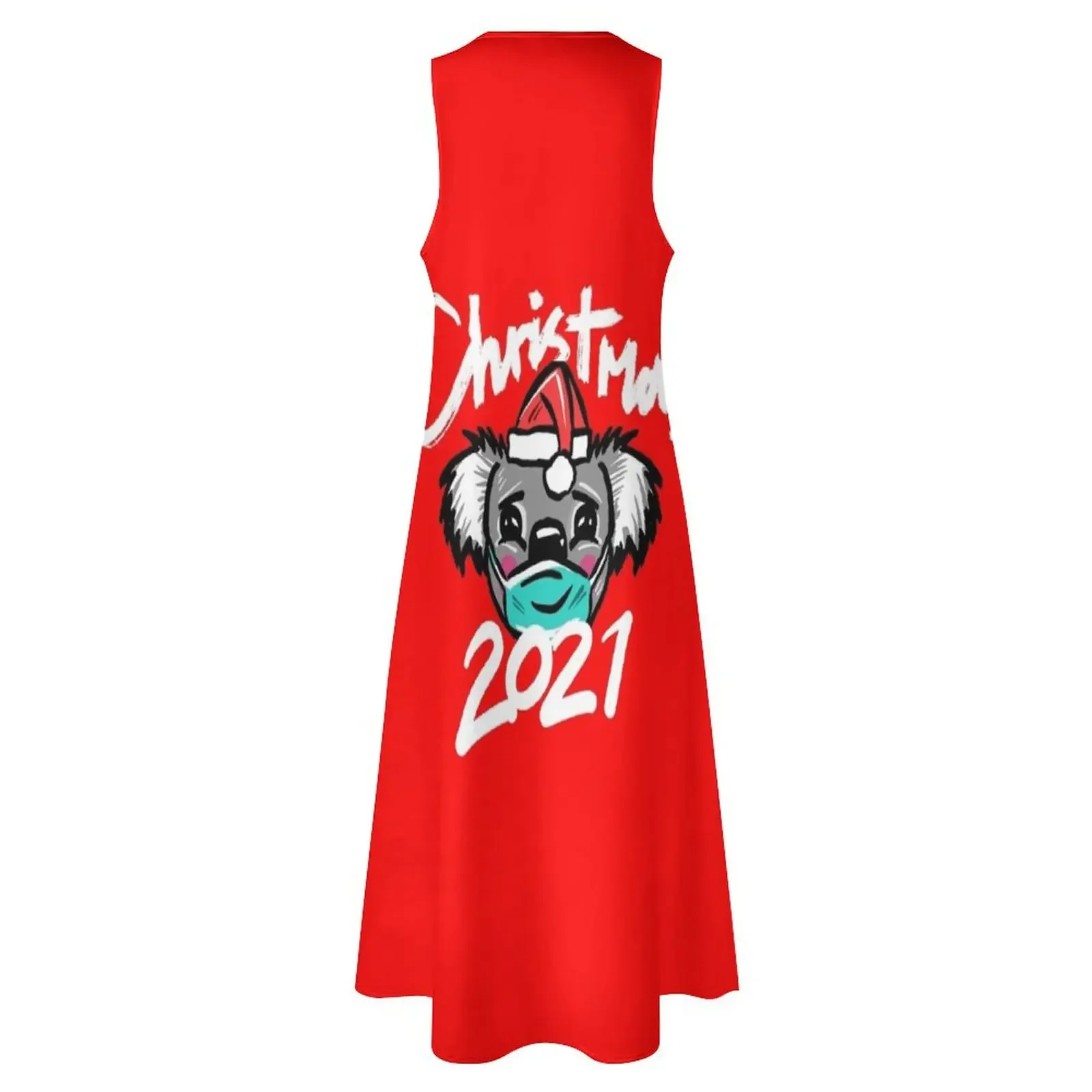 เสื้อยืดคริสต์มาสออสเตรเลีย 2021 เสื้อยืดโคอาล่าคริสต์มาส พร้อมโคอาล่าออสเตรเลียสวมหน้ากากอนามัยและหมวกคริสต์มาส ชุดเดรสยาว