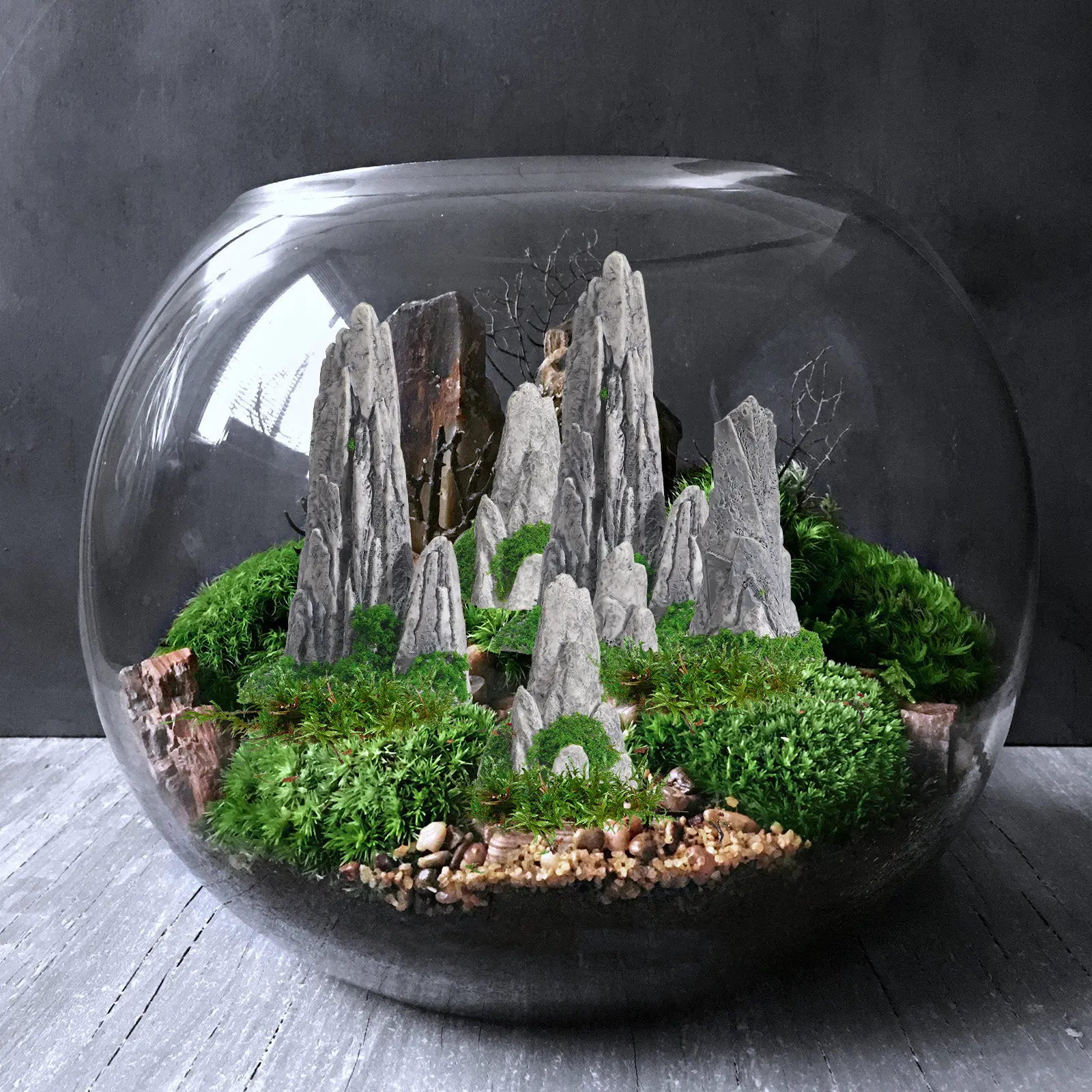 8pcs Simulated Rockery Decor for Bonsai, Mini Landscape Garden, Desktop & Home Office Ornament