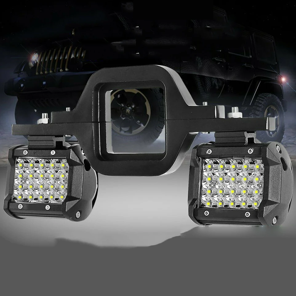 4 بوصة 60 واط ضوء العمل بقعة الفيضانات الطرق الوعرة أضواء السيارة بار مع مقطورة عالمية سحب وصلة جبل قوس لشاحنة بيك اب فان #3