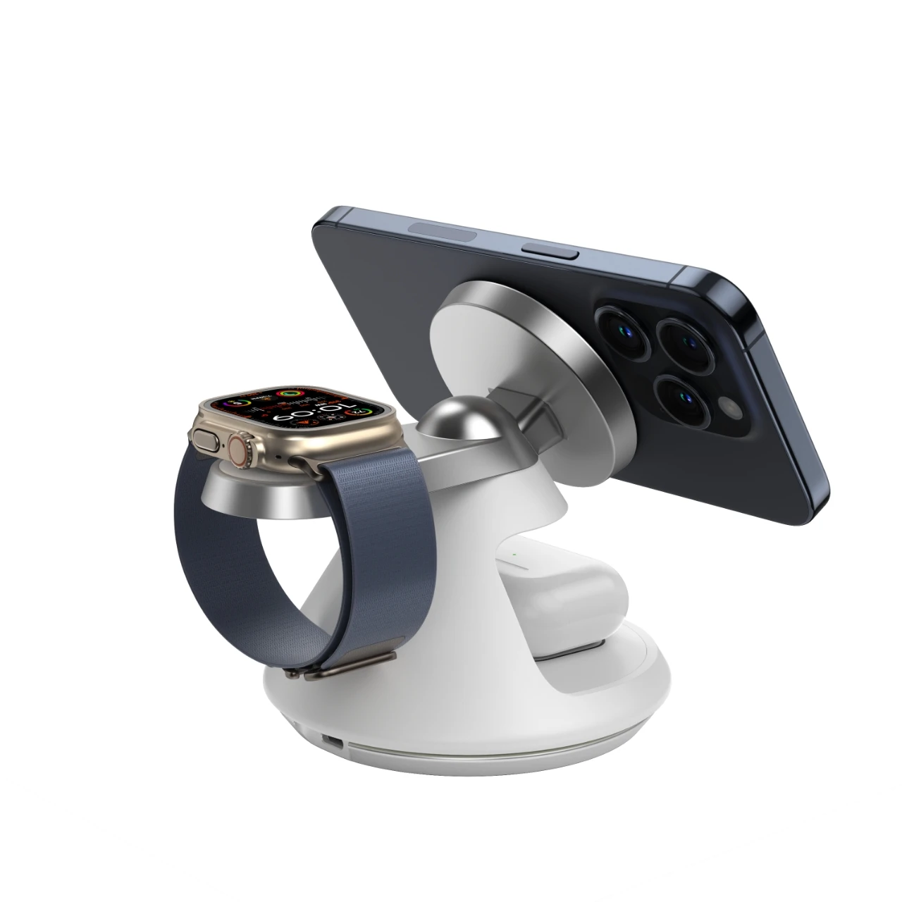 

360 Rotating Triangle Wireless Desktop Stand 15W Fast Charging for Phone Watch Earphone