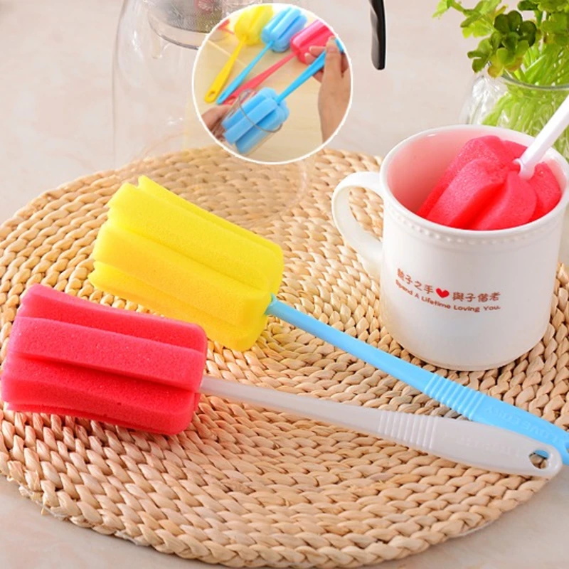 Sponge cup brush removable cleaning brush household bottle brush long handle insulation cup cleaning wash cup brush tea stains