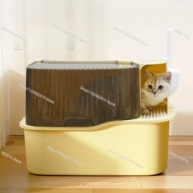 Extra Large Corridor Type Cat Litter Box, Completely Closed Deodorization Box Prevent Spatter, Cat Lavatory Supplies