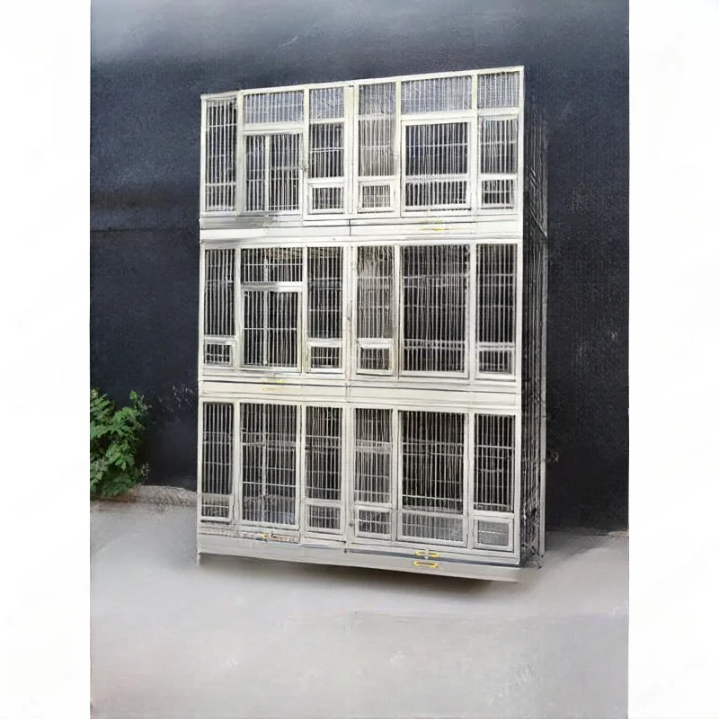 Retro Daniel Multi-Layer Stainless Steel Bird Cage Solid Full Welding Outdoor Bird Cage Luxury Parrot Bird Cage Display
