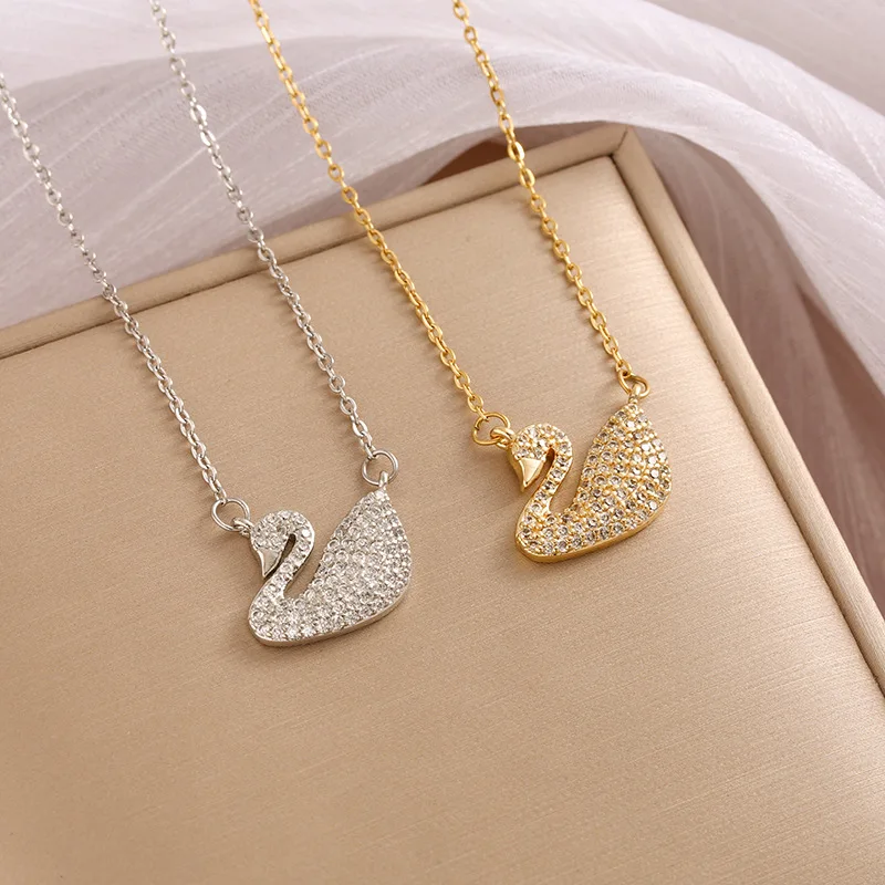 Kryształowy łabędź Wszechstronny łańcuszek obojczykowy żeński